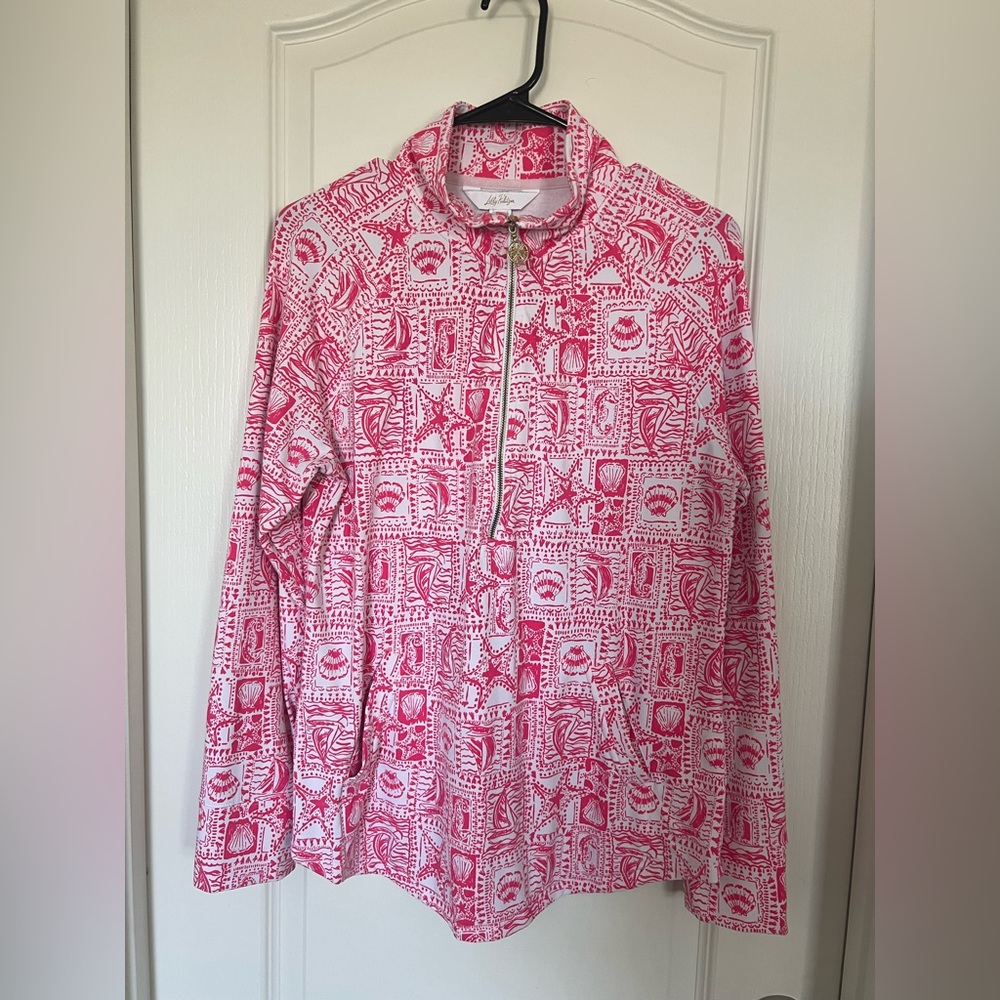 Lilly Pulitzer Mizner Red Seaside Harbour 50spf Popover, Medium